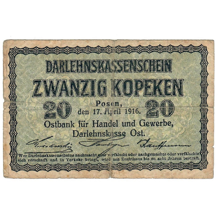 Germany 20 Kopeken 1916 P-R120 VF