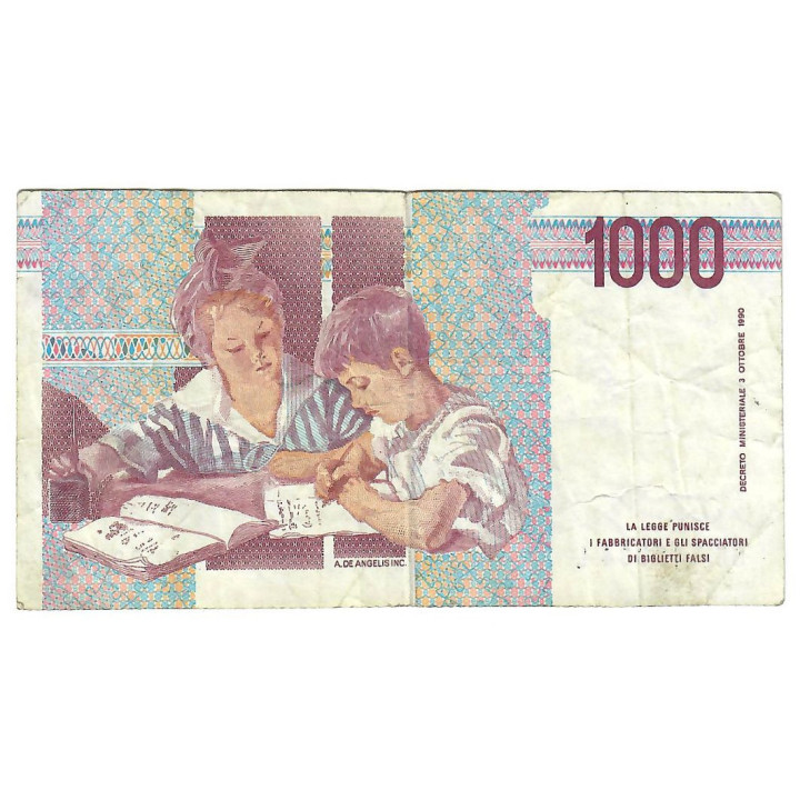 Italy 1000 Lire 1990 (1995) P-114c.1 VF