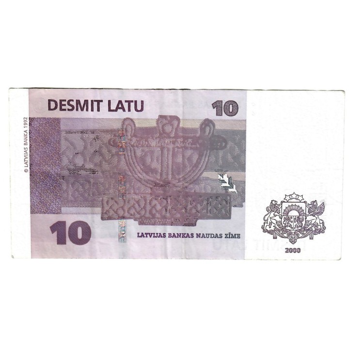 Latvia 10 Latu 2000 P-50 VF