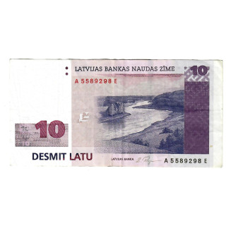 Latvia 10 Latu 2000 P-50 VF