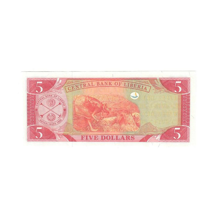 Liberia 5 Dollars 2011 P-26f UNC