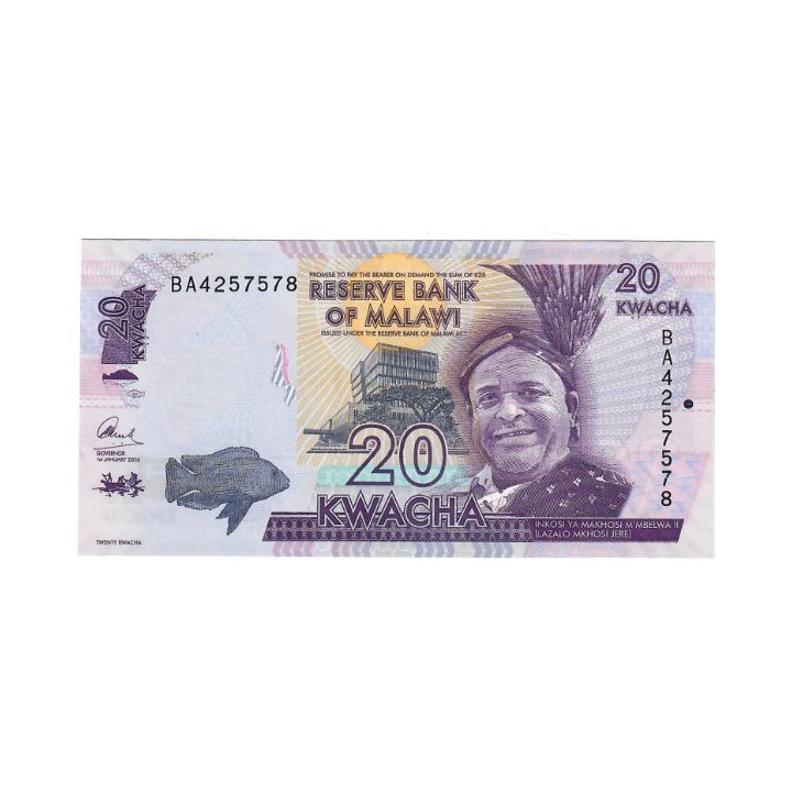 Malawi 20 Kwacha 2016 P-63c UNC