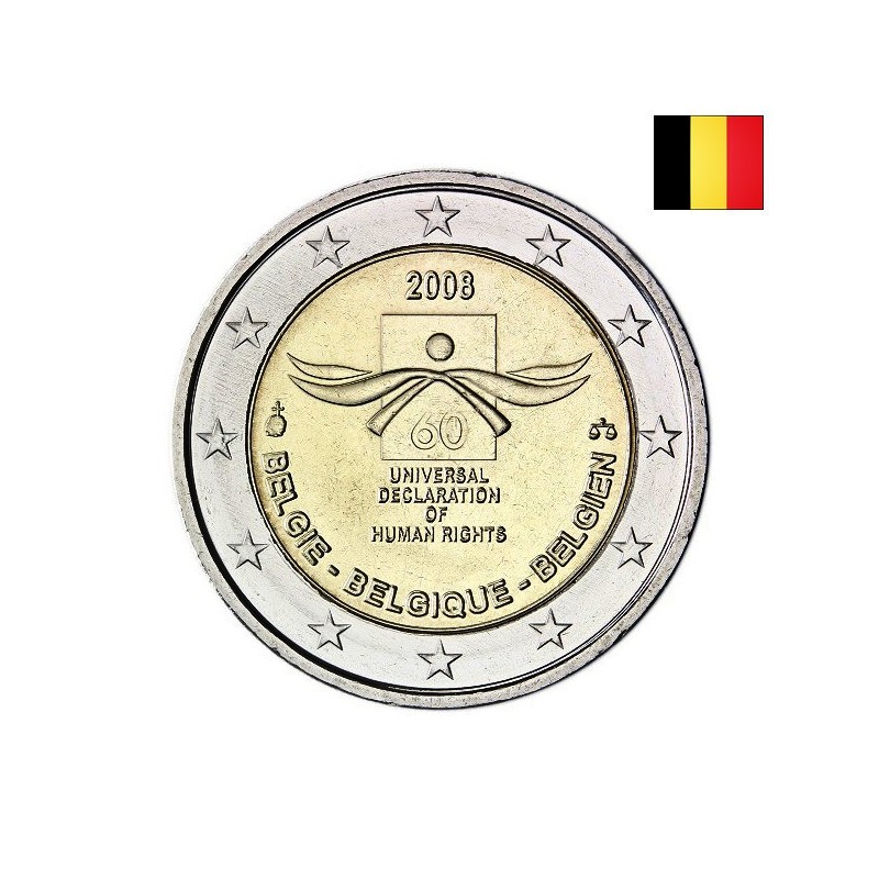 Belgium 2 Euro 2008 "Human Rights" UNC