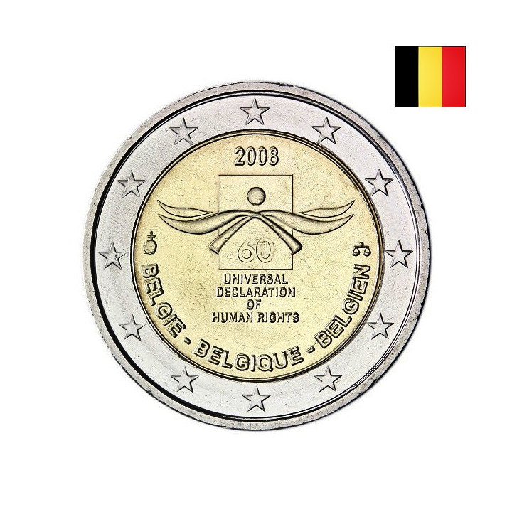 Belgium 2 Euro 2008 "Human Rights" UNC