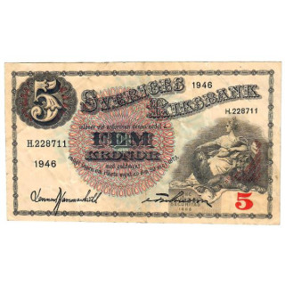 Sweden 5 Kronor 1946 P-33ac VF
