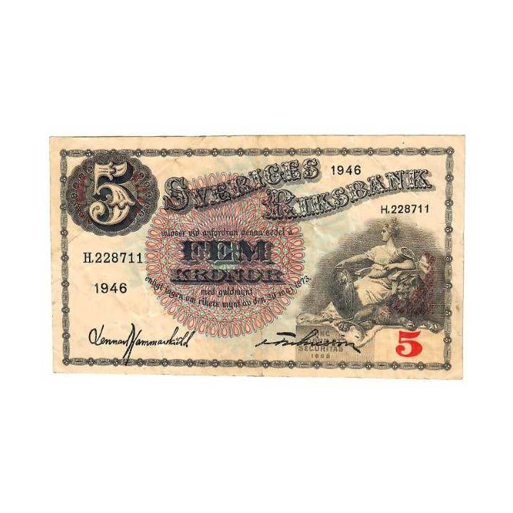 Sweden 5 Kronor 1946 P-33ac VF