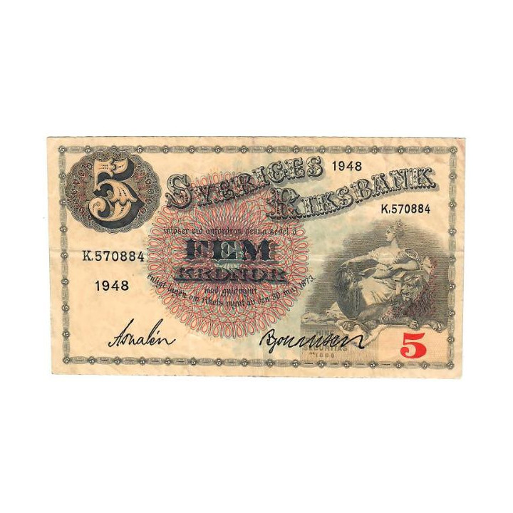 Sweden 5 Kronor 1948 P-33ae.1 VF