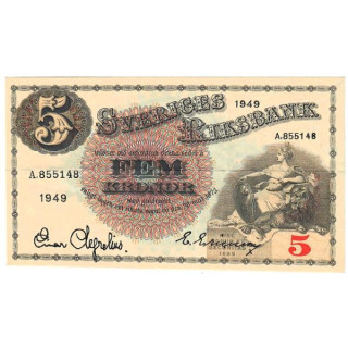 Sweden 5 Kronor 1949 P-33af.12 XF