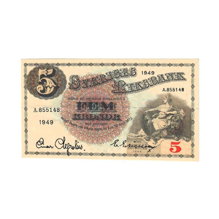 Sweden 5 Kronor 1949 P-33af.12 XF