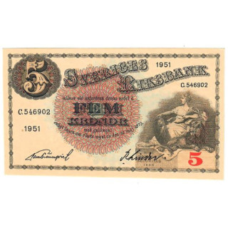 Sweden 5 Kronor 1951 P-33ah.1 UNC