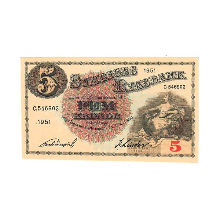 Sweden 5 Kronor 1951 P-33ah.1 UNC