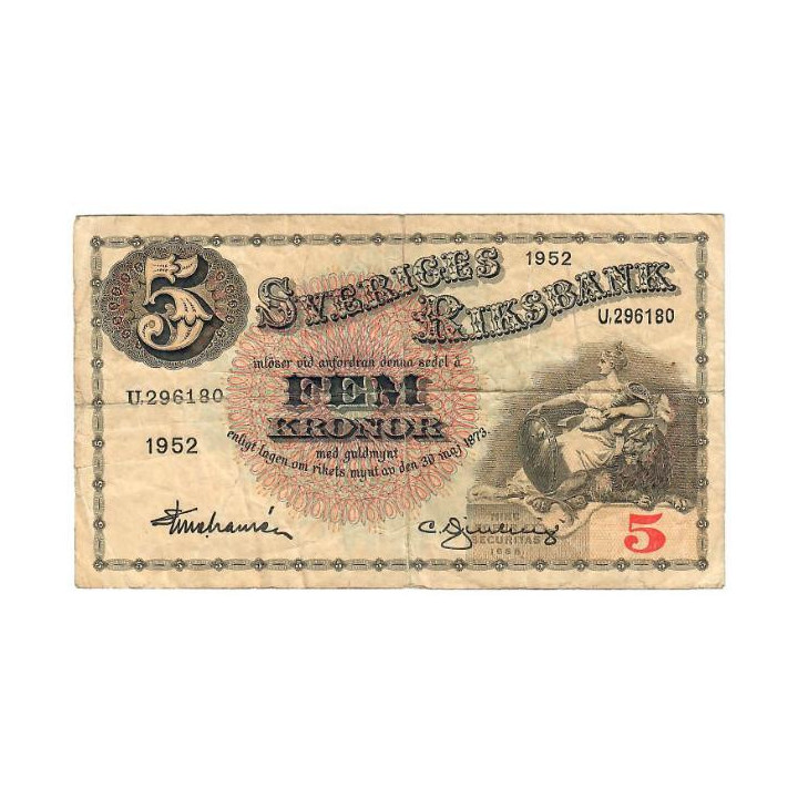 Sweden 5 Kronor 1952 P-33ai.6 VF