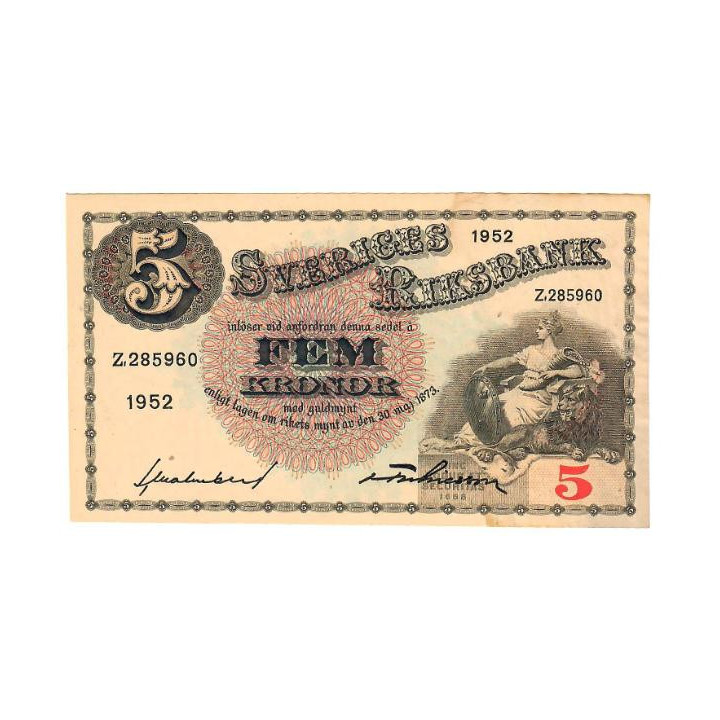 Sweden 5 Kronor 1952 P-33ai.15 AU/UNC