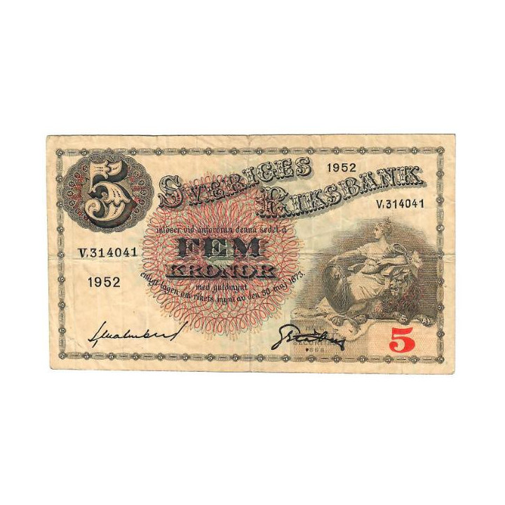 Sweden 5 Kronor 1952 P-33ai.18 VF
