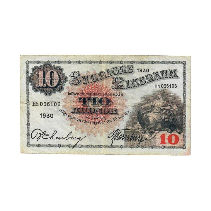Sweden 10 Kronor 1930 P-34m VF