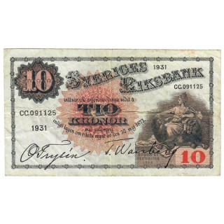 Sweden 10 Kronor 1931 P-34n VF
