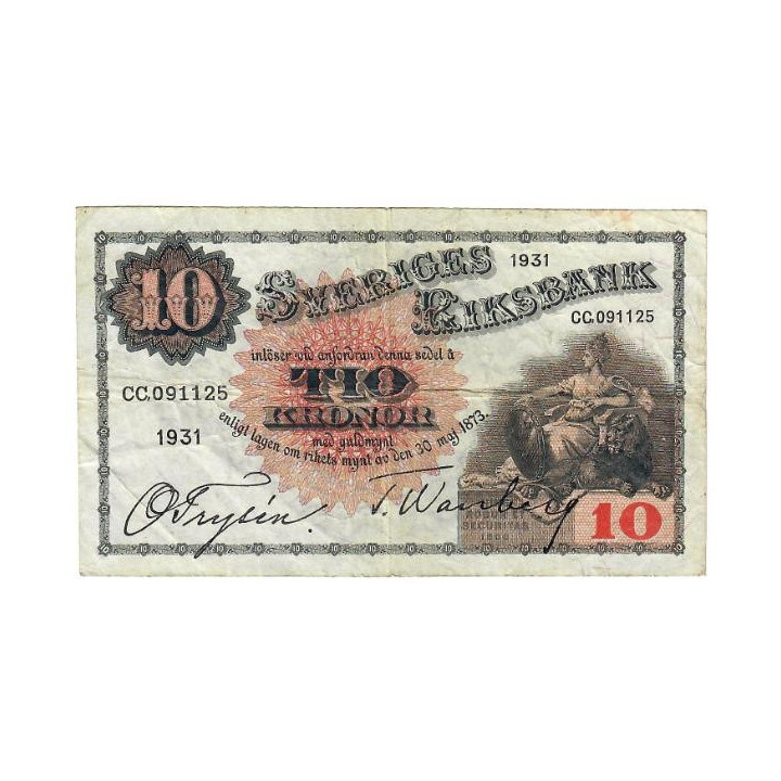 Sweden 10 Kronor 1931 P-34n VF