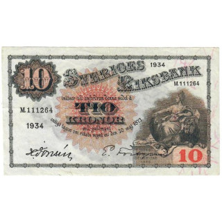 Sweden 10 Kronor 1934 P-34q VF