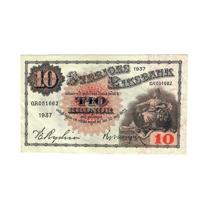 Sweden 10 Kronor 1937 P-34t VF