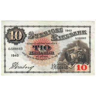 Sweden 10 Kronor 1940 P-34w VF