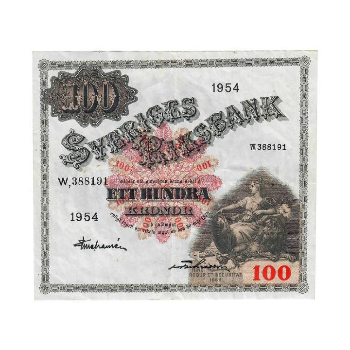 Sweden 100 Kronor 1954 P-36aj XF