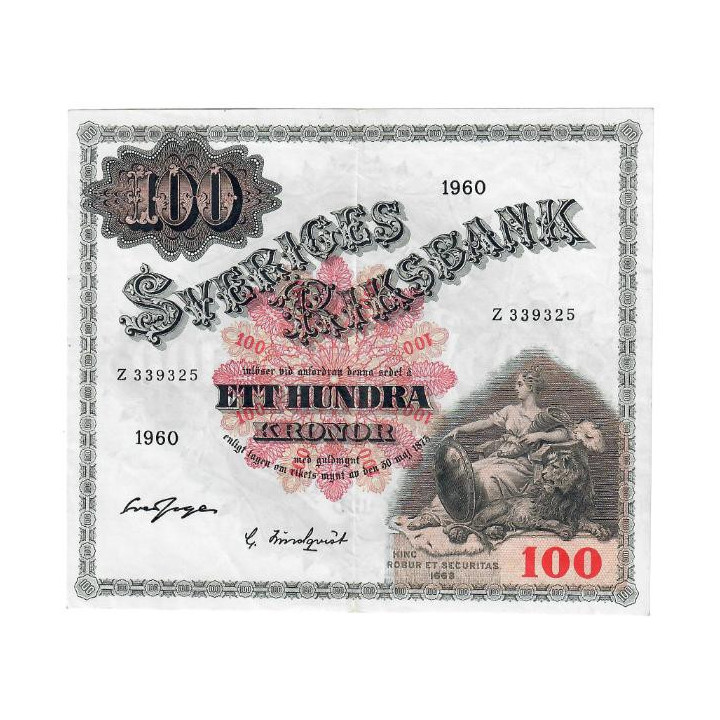 Sweden 100 Kronor 1960 P-48b XF