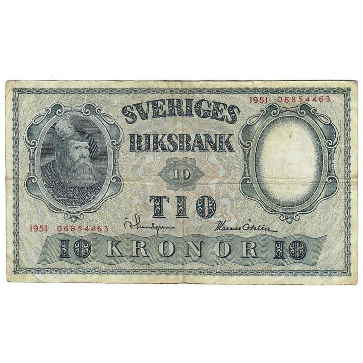 Sweden 10 Kronor 1951 P-40l VF