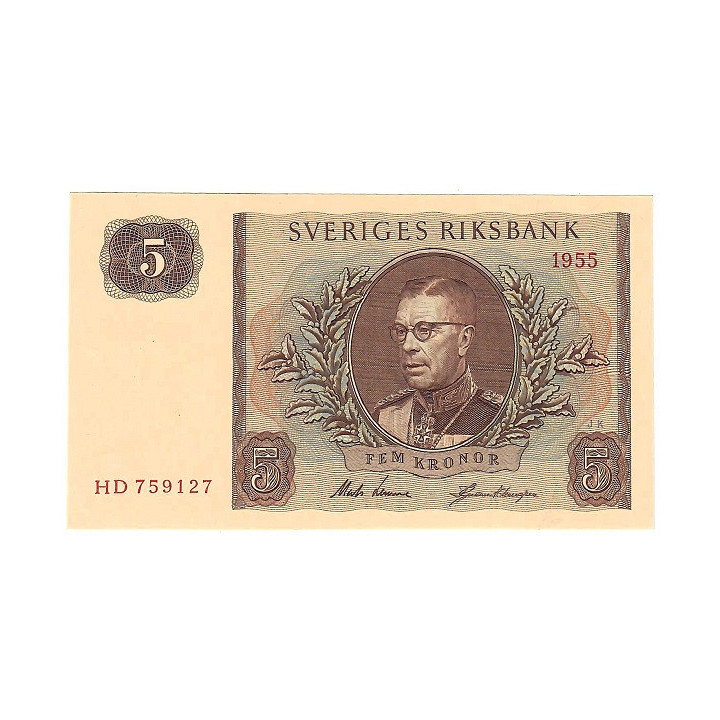 Sweden 5 Kronor 1955 P-42b UNC