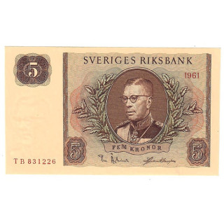 Sweden 5 Kronor 1961 P-42f UNC