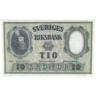 Sweden 10 Kronor 1955 P-43c XF