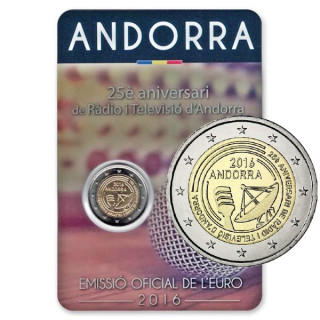 Andorra 2 Euro 2016 "Radio & Television" BU (Coin Card)