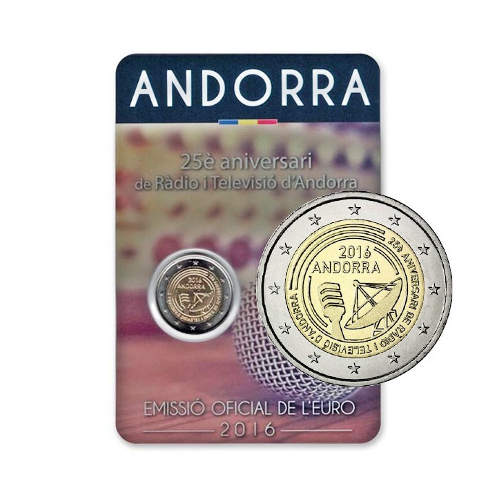 Andorra 2 Euro 2016 "Radio & Television" BU (Coin Card)