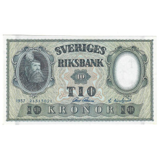Sweden 10 Kronor 1957 P-43e UNC