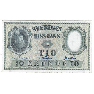 Sweden 10 Kronor 1958 P-43f AU/UNC