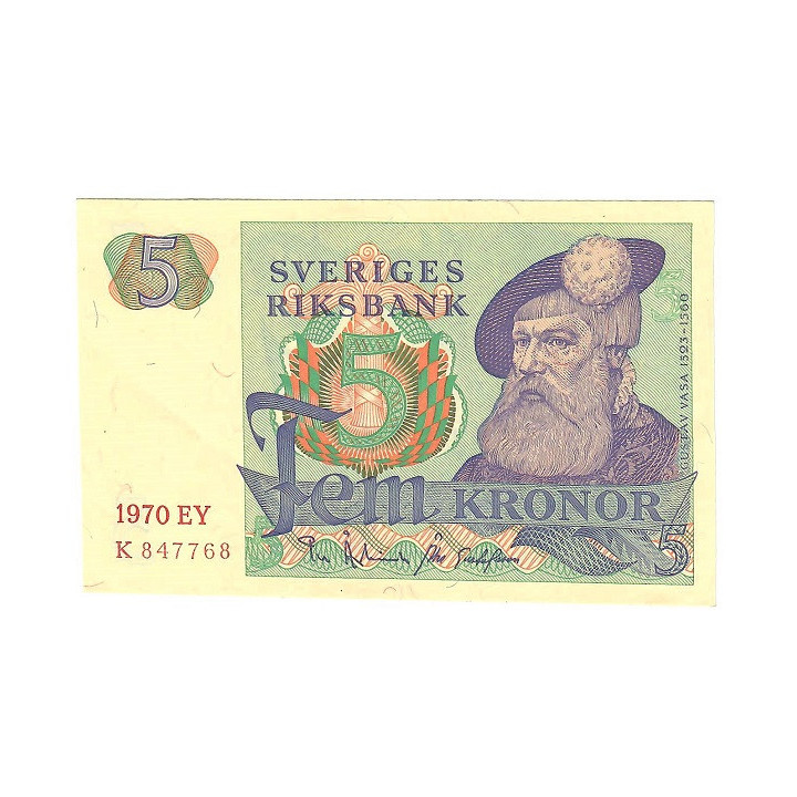 Sweden 5 Kronor 1970 P-51b UNC