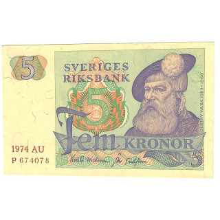 Sweden 5 Kronor 1974 P-51c.3 UNC
