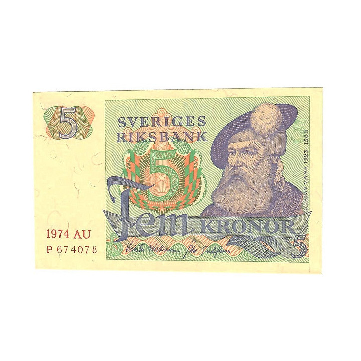 Sweden 5 Kronor 1974 P-51c.3 UNC