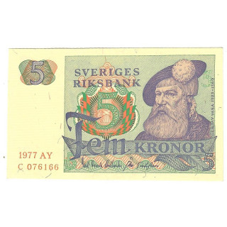 Sweden 5 Kronor 1977 P-51d.1 UNC