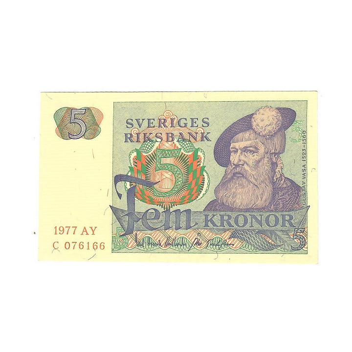 Sweden 5 Kronor 1977 P-51d.1 UNC