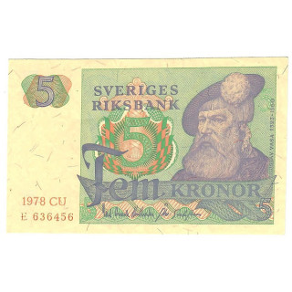Sweden 5 Kronor 1978 P-51d.2 UNC