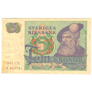 Sweden 5 Kronor 1981 P-51d.4 XF