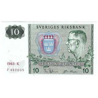 Sweden 10 Kronor 1963 P-52a UNC