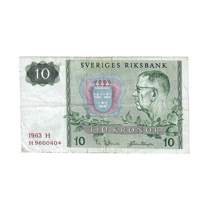 Sweden 10 Kronor 1963 REPLACEMENT P-52ar VF