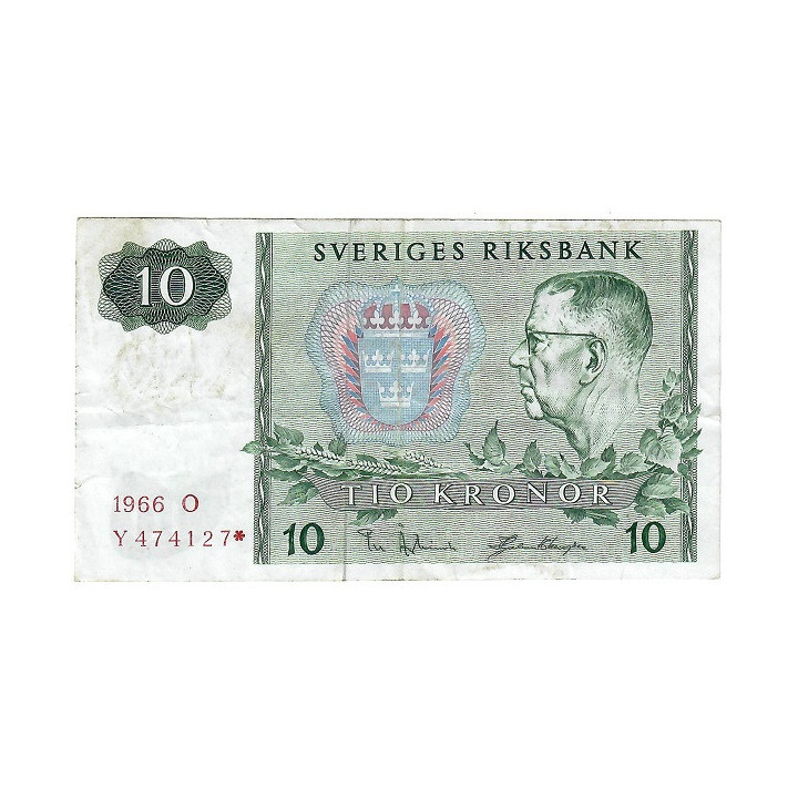 Sweden 10 Kronor 1966 REPLACEMENT P-52b.1r VF
