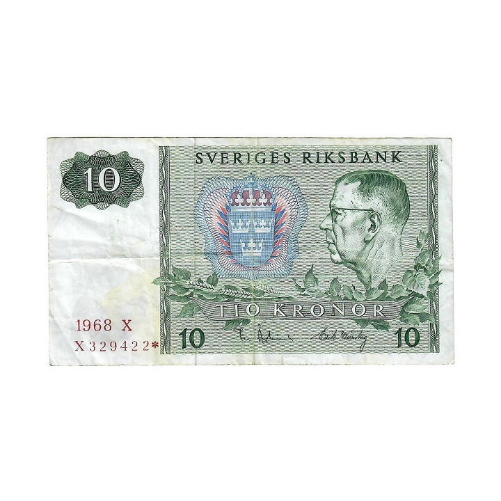 Sweden 10 Kronor 1968 REPLACEMENT P-52b.2r VF