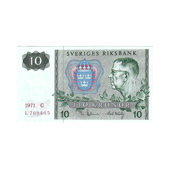 Sweden 10 Kronor 1971 P52c.1 UNC