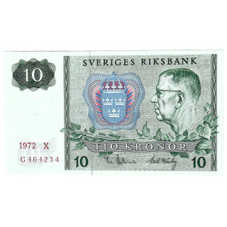Sweden 10 Kronor 1972 P52c.2 UNC