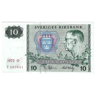 Sweden 10 Kronor 1972 P52c.2 XF