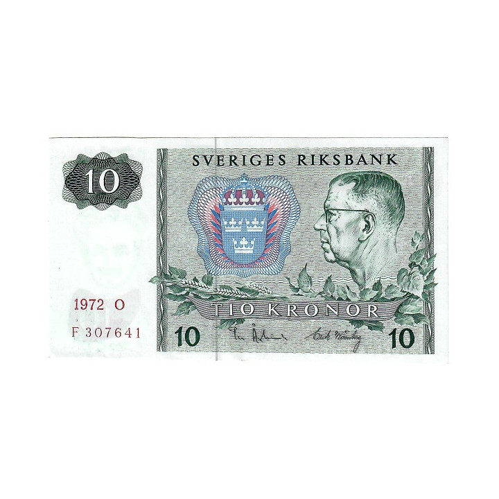 Sweden 10 Kronor 1972 P52c.2 XF