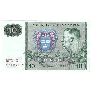 Sweden 10 Kronor 1972 REPLACEMENT P52c.2r XF